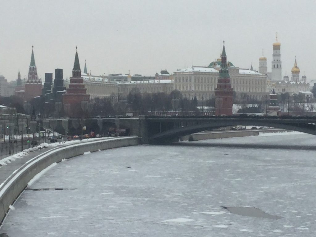Kremlin, Moscow, frozen river, winter
