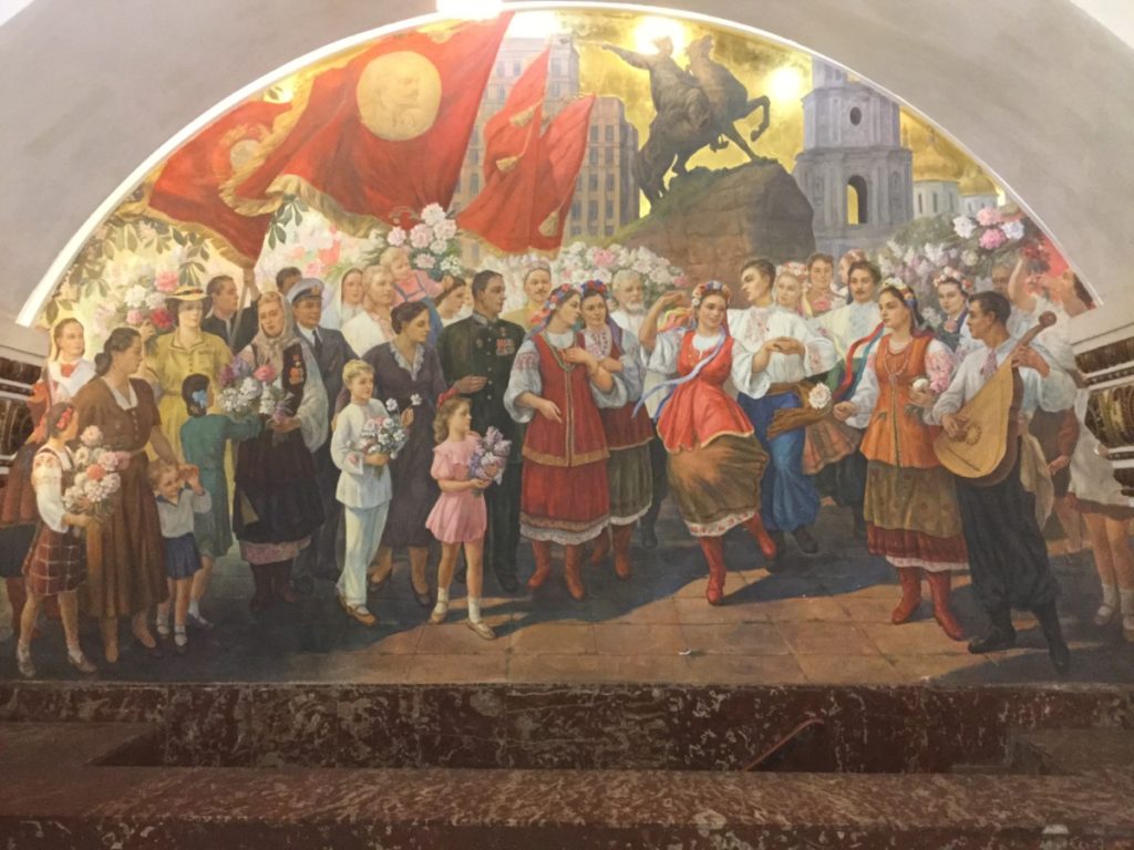 Moscow metro, mural, Russia, Soviet