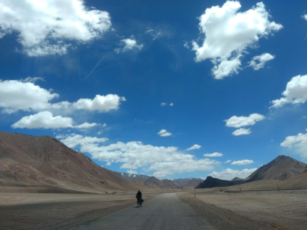 Pamir Highway lone cyclist