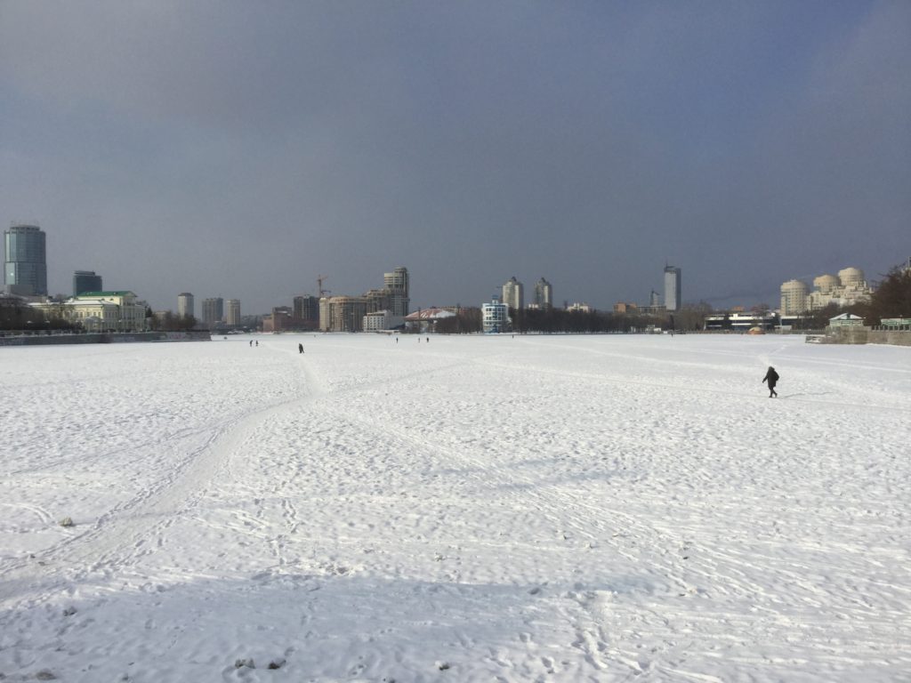Frozen Iset river, Yekateringburg, Trans-siberian,