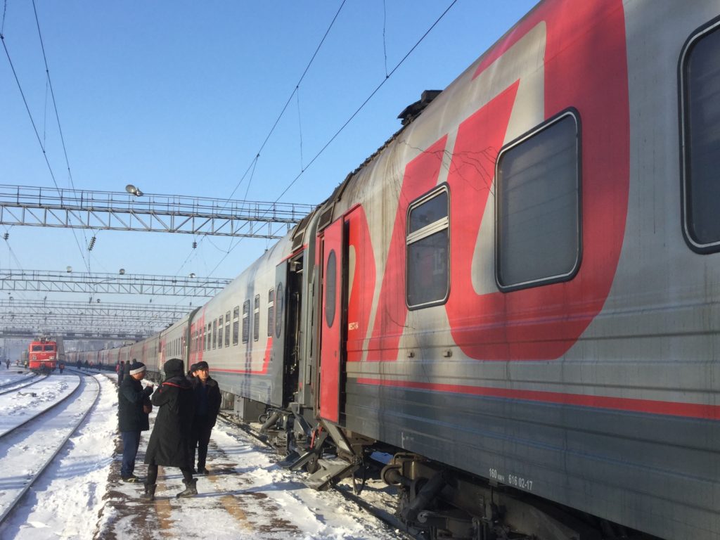 Trans-Siberian, Russian winter, rail side stop