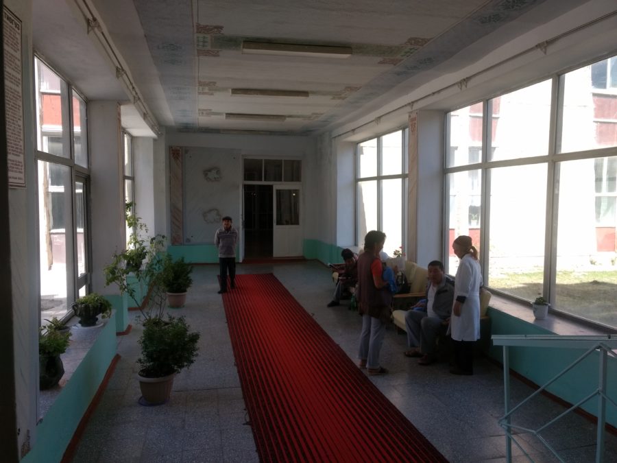 Corridor at Jeti-Oguz sanatorium with patients