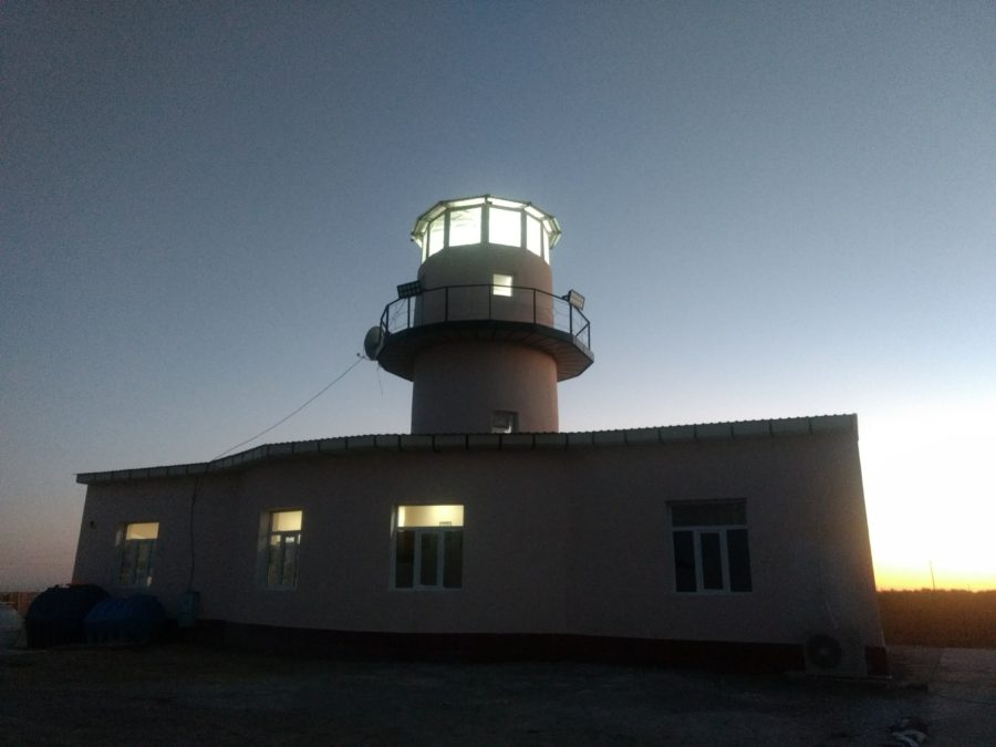 Moynaq lighthouse at night