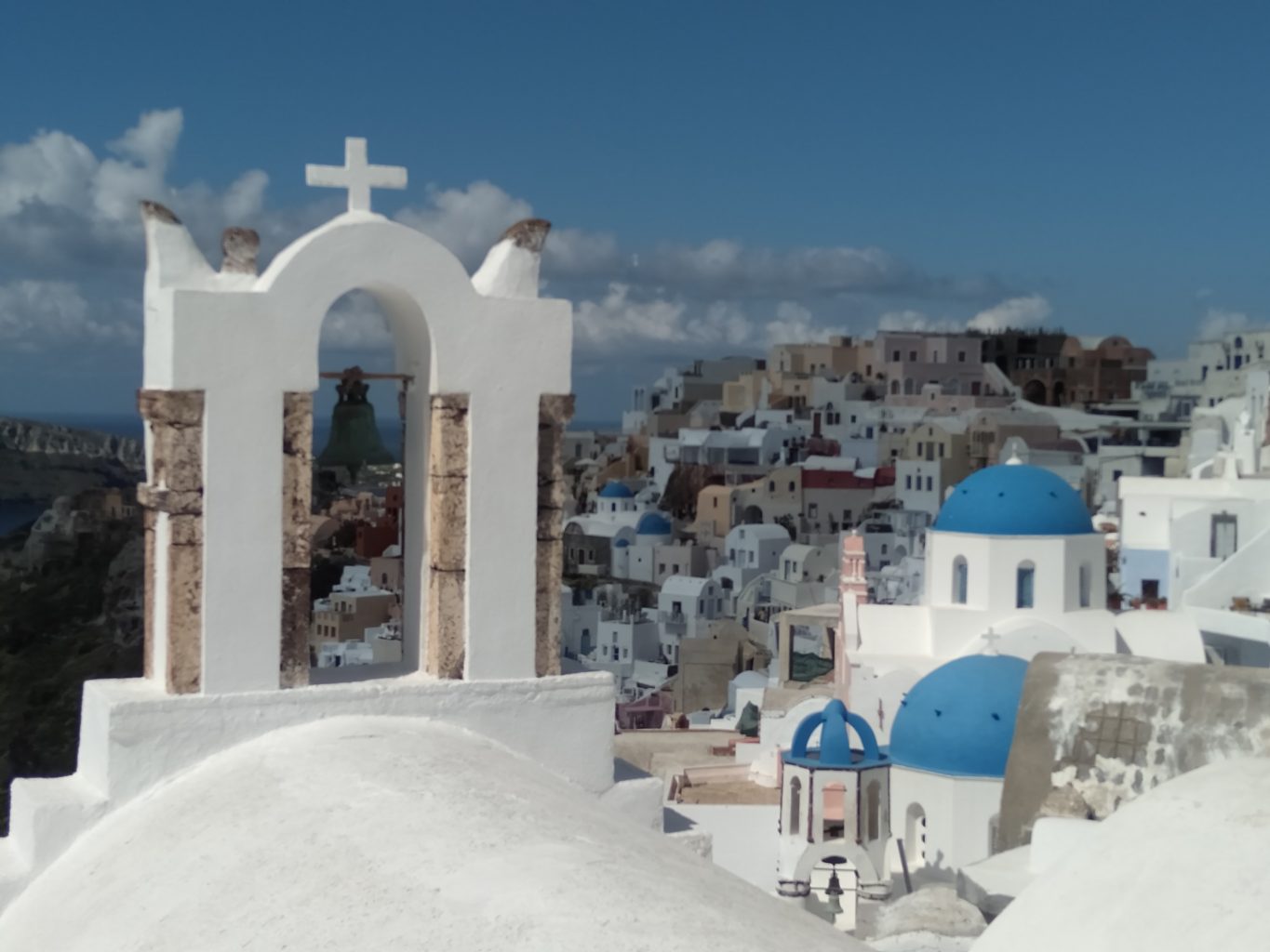 Santorini budget travel,blue dome church