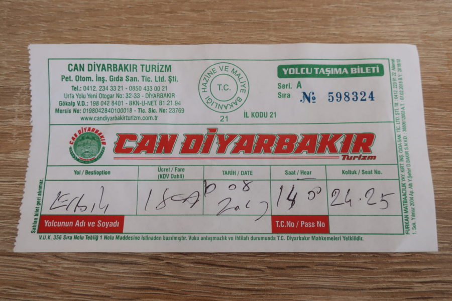Candiyarbakir ticket from Silopi to Erbil
