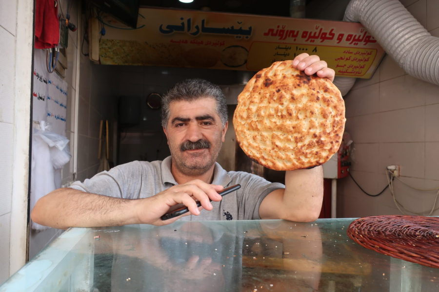 Freshly cooked bread in Sulaymaniyah Iraqi Kurdistan