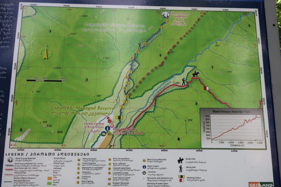 Map of Black Grouse waterfall trek Lagodekhi