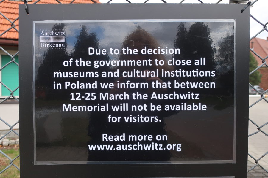 Sign at Auschwitz 12 March