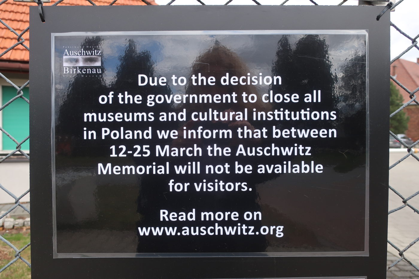 Sign at Auschwitz 12 March