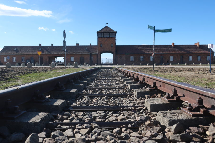 Train tracks going into Auschwitz II-Birkenau