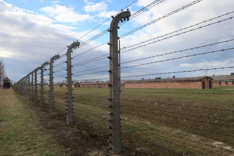 Electric fence at Auschwitz II-Birkenau