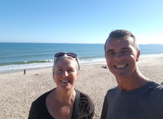 Frugal Travellers on beach in Portugal